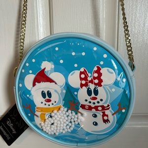BNWT Disney Christmas snowman Mickey and Minnie Loungefly crossbody
